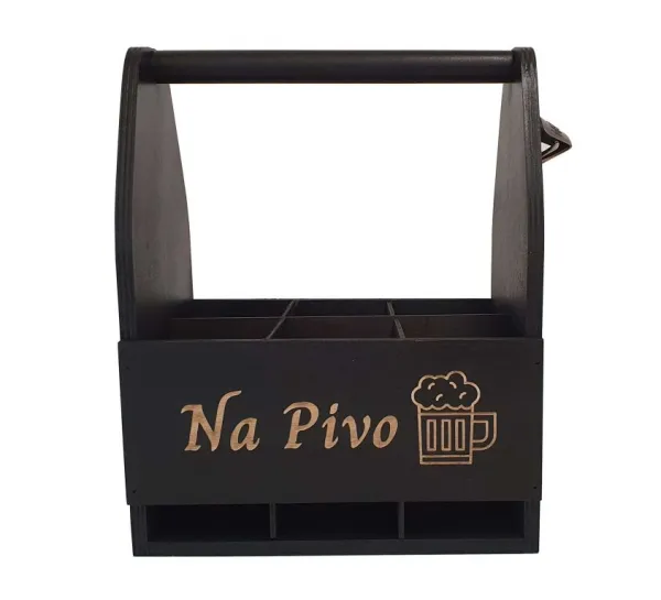 Drevený stojan na pivo s otváračom 23,5 × 30 × 15,5 cm