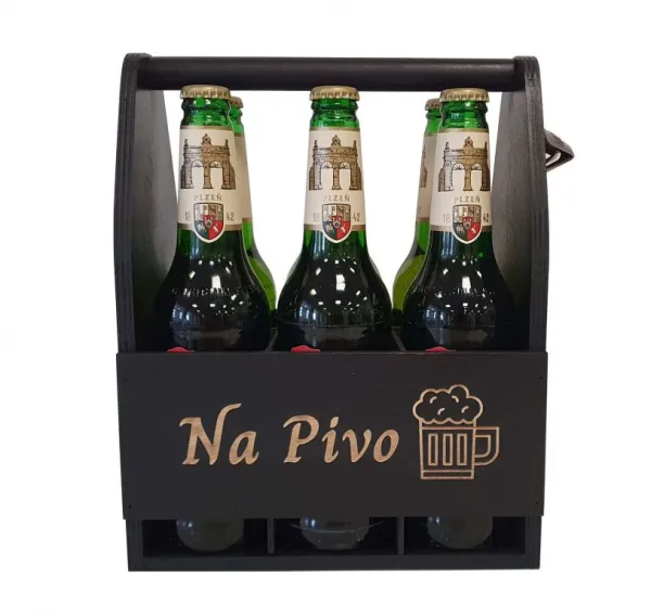 Drevený stojan na pivo s otváračom 23,5 × 30 × 15,5 cm