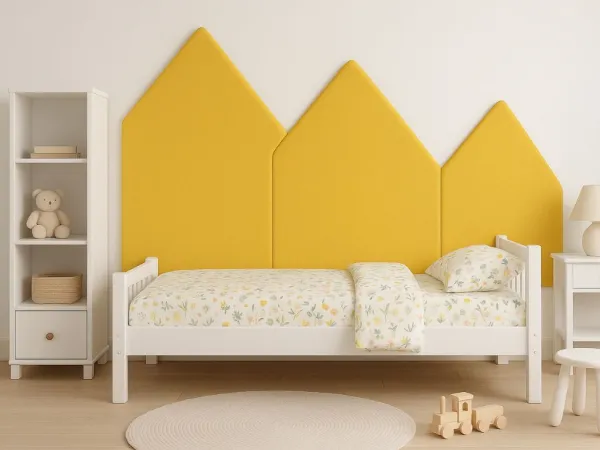 Čalúnený panel na stenu HORY - ľavá strana VELVET Zvoľte farbu: Žltá, Zvoľte rozmer: 90x140 cm, Uchytenie na stenu: So samolepiacim suchým zipsom