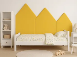 Čalúnený panel na stenu HORY - ľavá strana VELVET Zvoľte farbu: Žltá, Zvoľte rozmer: 90x140 cm, Uchytenie na stenu: So samolepiacim suchým zipsom