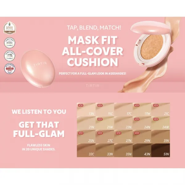 TIRTIR Mask Fit All Cover Cushion Mini matujúci make-up v hubke odtieň 33C Hazel 4.5 g