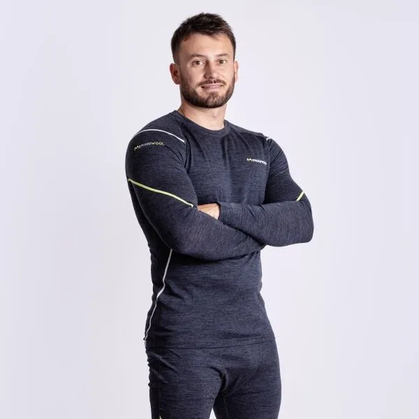 PROGRESS MERINO LS Pánske funkčné Merino tričko, čierna, veľkosť