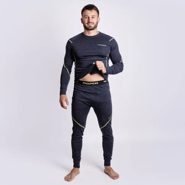 PROGRESS MERINO LT Pánske funkčné Merino spodky, čierna, veľkosť