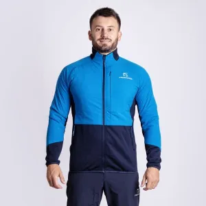 PROGRESS ELVIR HYBRID MIDLAYER Pánska hybridná mikina s merinom, modrá, veľkosť