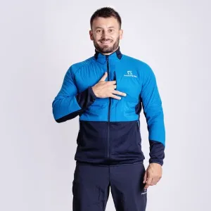 PROGRESS ELVIR HYBRID MIDLAYER Pánska hybridná mikina s merinom, modrá, veľkosť