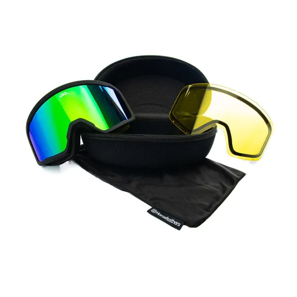 HORSEFEATHERS Okuliare na snowboard Huck - black/mirror green GREEN