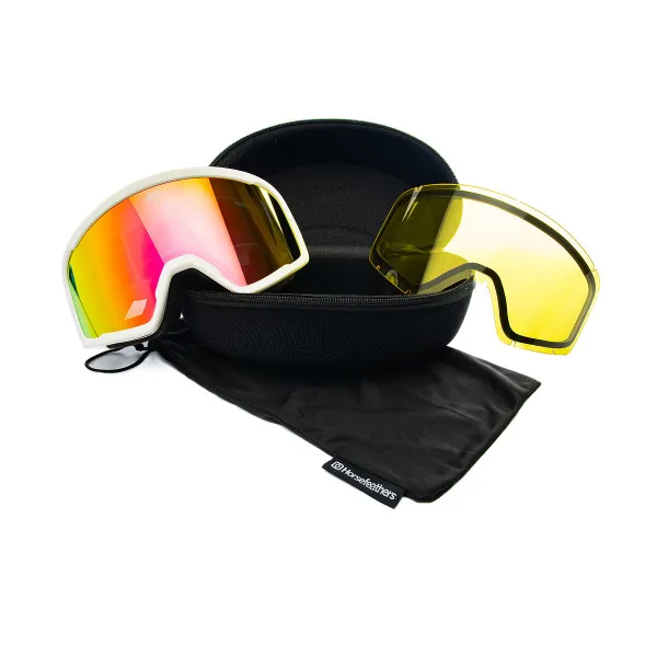 HORSEFEATHERS Okuliare na snowboard Huck - white/mirror pink