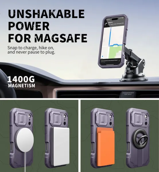 Dexnor MagSafe Kickstand Camprotector obal iPhone 17 Pro, fialový