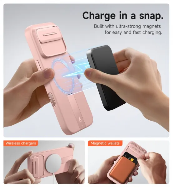 Suritch MagSafe Kickstand Camprotector obal iPhone Air, ružový