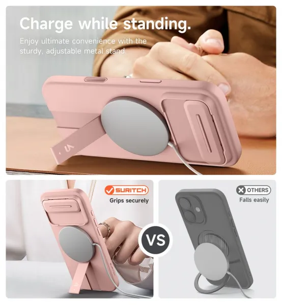 Suritch MagSafe Kickstand Camprotector obal iPhone Air, ružový