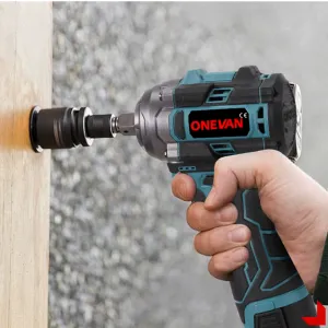 ONEVAN 16,8V 1/2" 500N·m Bezuhlíkový akumulátorový rázový uťahovák s 2 batériami a nabíjačkou. 5 rázových síl.Vhodný pre montážnikov