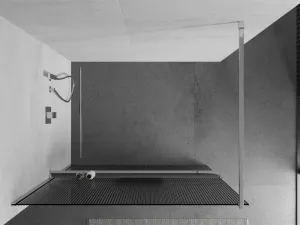 MEXEN/S - Kioto+ Sprchová zástena WALK-IN s poličkou a držiakom uterákov 90 x 200, prúžky 8 mm, chróm 800-090-121-01-09