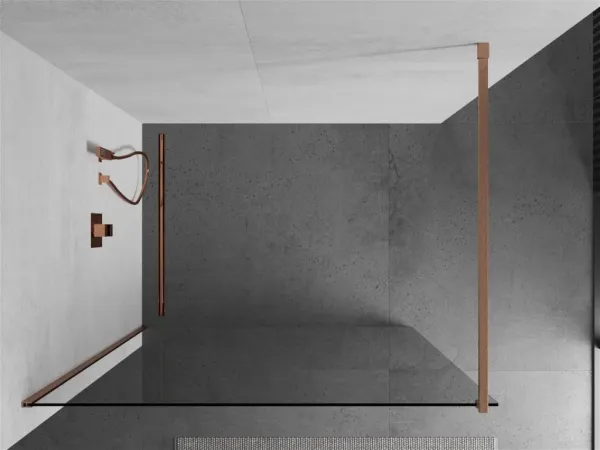 MEXEN/S - Kioto Sprchová zástena WALK-IN 85 x 200, transparent 8 mm, meď kartáčovaná 800-085-101-65-00