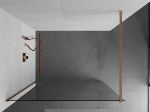 MEXEN/S - Kioto Sprchová zástena WALK-IN 85 x 200, transparent 8 mm, meď kartáčovaná 800-085-101-65-00