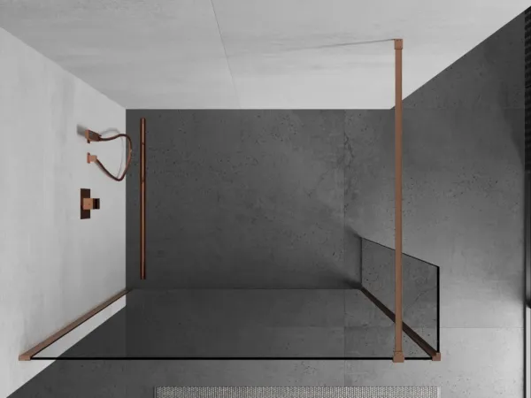 MEXEN/S - Kioto Sprchová zástena WALK-IN 95 x 40, transparent, meď kartáčovaná 800-095-212-65-00-040