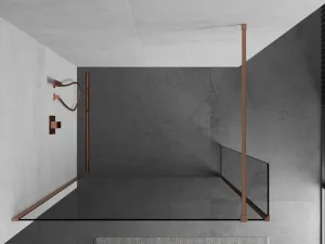 MEXEN/S - Kioto Sprchová zástena WALK-IN 95 x 40, transparent, meď kartáčovaná 800-095-212-65-00-040