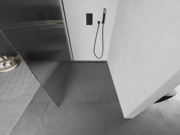 MEXEN/S - Kioto L Sprchová zástena WALK-IN 90 x 200, prúžky, čierna 800-090-103-70-09