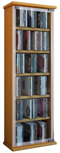 VCM Policový regál na CD/DVD Classic, buk