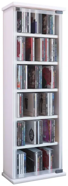 VCM Policový regál na CD/DVD Classic, bílý