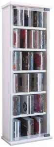 VCM Policový regál na CD/DVD Classic, bílý