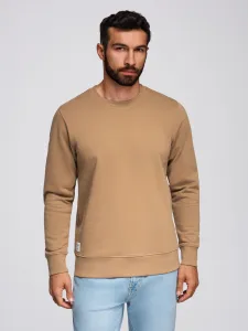 Ombre Men's BASIC sweatshirt with round neckline - brown