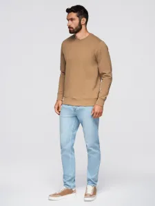 Ombre Men's BASIC sweatshirt with round neckline - brown