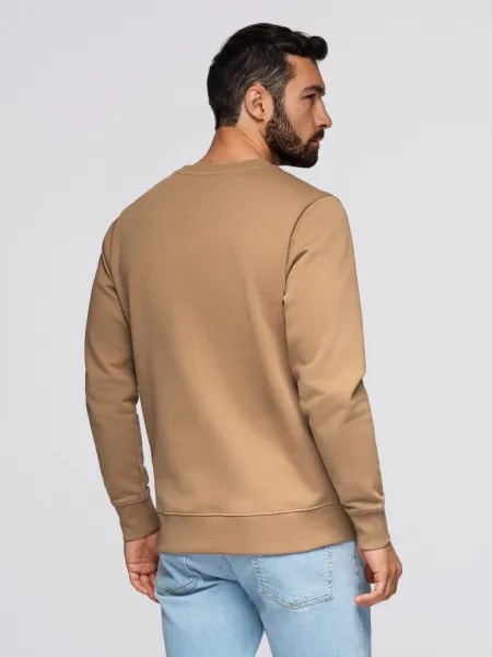 Ombre Men's BASIC sweatshirt with round neckline - brown
