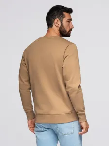 Ombre Men's BASIC sweatshirt with round neckline - brown