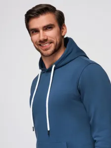 Ombre Men's kangaroo sweatshirt with hood - navy blue