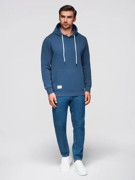 Ombre Men's kangaroo sweatshirt with hood - navy blue