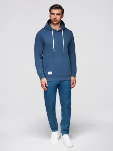 Ombre Men's kangaroo sweatshirt with hood - navy blue
