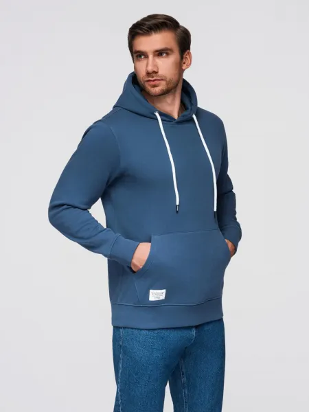 Ombre Men's kangaroo sweatshirt with hood - navy blue