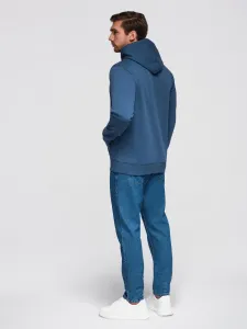 Ombre Men's kangaroo sweatshirt with hood - navy blue