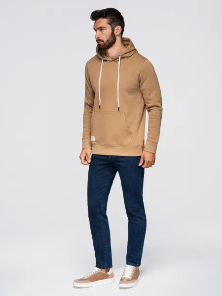 Ombre Men's kangaroo hooded sweatshirt - brown