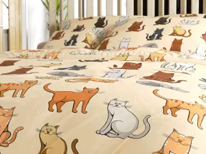 Mikroplyšové obliečky COLORED CATS krémové Rozmer obliečok: 70 x 90 cm | 140 x 200 cm