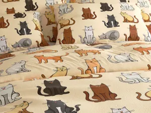 Mikroplyšové obliečky COLORED CATS krémové Rozmer obliečok: 70 x 90 cm | 140 x 200 cm