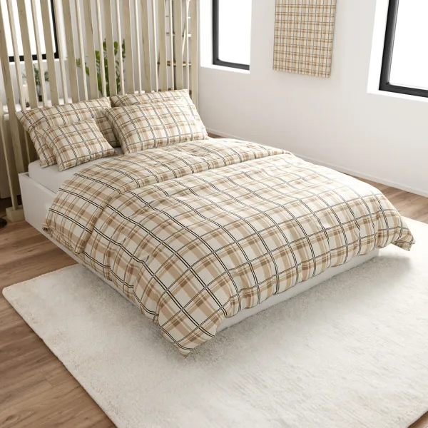 Obliečky mikroplyš PLAID krémové Rozmer obliečok: 2 ks 70 x 90 cm | 200 x 220 cm