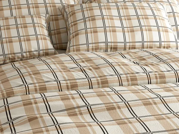 Obliečky mikroplyš PLAID krémové Rozmer obliečok: 2 ks 70 x 90 cm | 200 x 220 cm