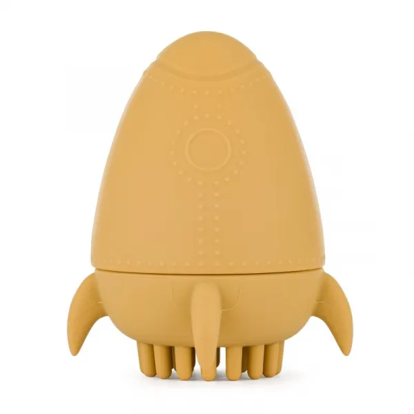 PETITE&MARS Hračka silikónová do vody s kefkou Splashy Rocket Intense Ochre 6m+