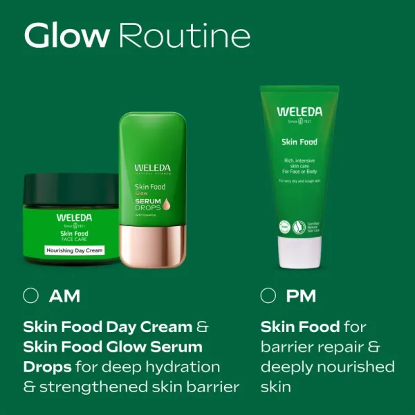 Weleda Serum Drops Skin Food Glow rozjasňujúce sérum pre zjednotenie farebného tónu pleti 30 ml