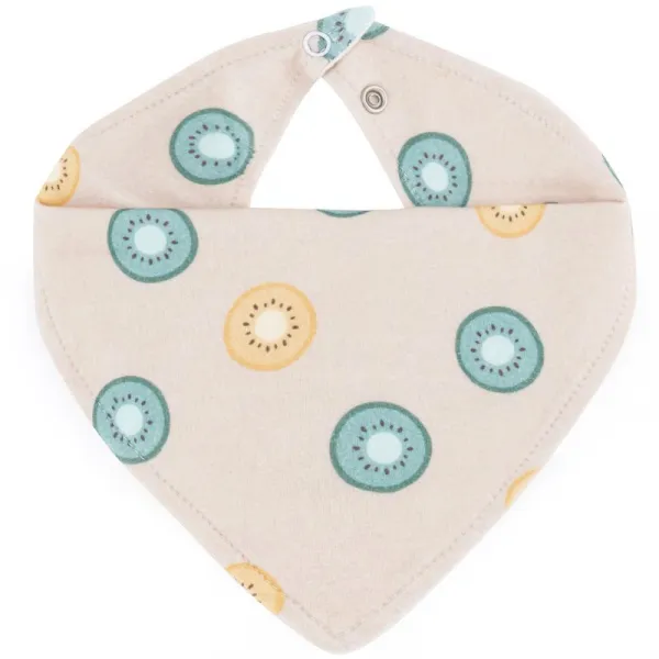 PETITE&MARS Podbradník bandana Luke 2 ks  Beige Kiwis&Misty Green 3m+