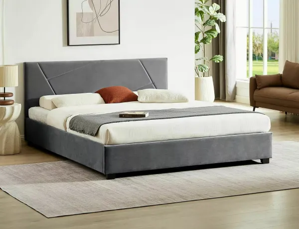 Signal Dvoulůžková čalouněná postel Columbia Velvet 140x200 s úložným prostorem šedá