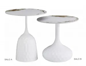 Signal Odkládací stolek Salo B 50 cm bílý/bílý mramor