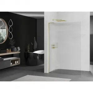 MEXEN/S - Kioto L Sprchová zástena WALK-IN 90 x 200, prúžky, zlatá kartáčovaná 800-090-103-55-09