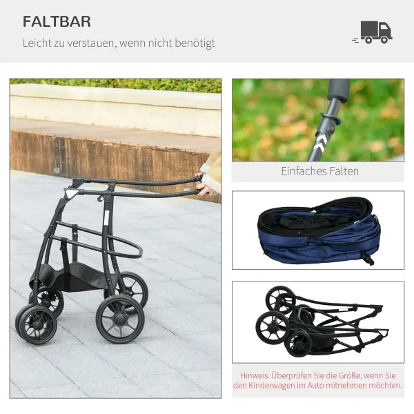 Kočárek pro psy PawHut Buggy s pláštěnkou, do 10 kg, modrý
