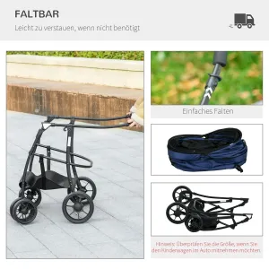 Kočárek pro psy PawHut Buggy s pláštěnkou, do 10 kg, modrý