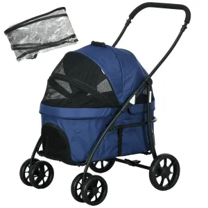 Kočárek pro psy PawHut Buggy s pláštěnkou, do 10 kg, modrý
