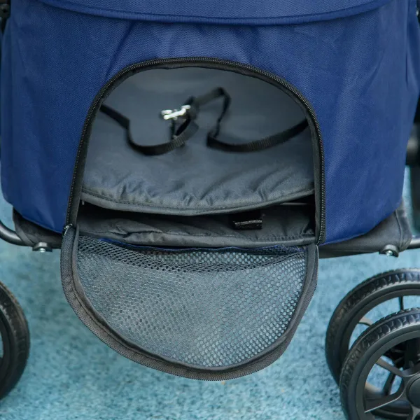 Kočárek pro psy PawHut Buggy s pláštěnkou, do 10 kg, modrý