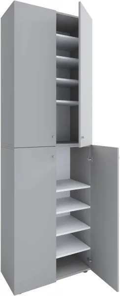 VCM Botník Lona 2XL s 10 přihrádkami, otočné dveře, šedý