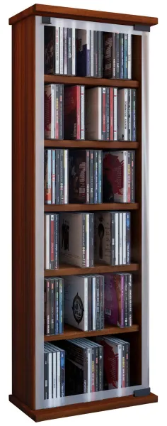 VCM Policový regál na CD/DVD Classic, barva ořech